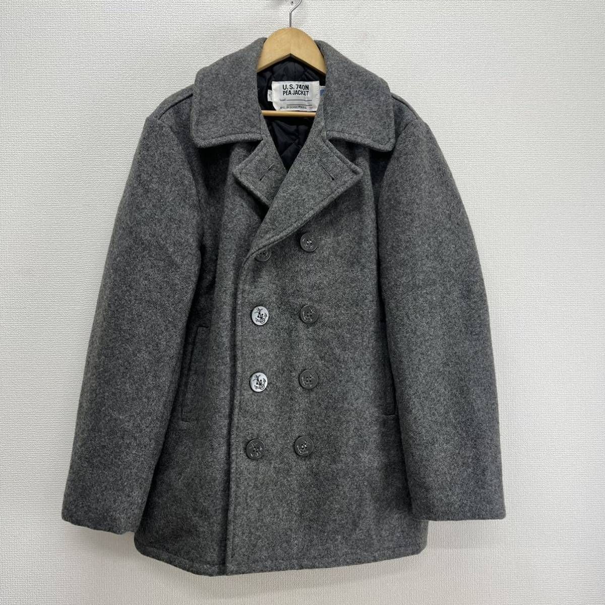 ☆美品☆SCHOTT ショット ピーコート メルトンウール シングルUSA製XL Schott(ショット)756US「24ozウール」シングル・ピーコート/7178