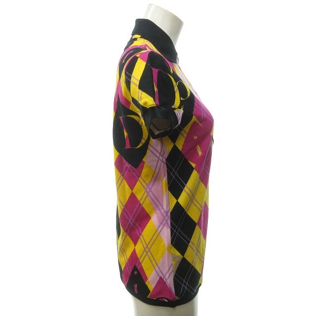 クリスチャンディオール Christian Dior 04年 ガリアーノ期 アーカイブ ポロシャツ カットソー ロゴ アーガイル柄 マルチ F36 約S相当 STK