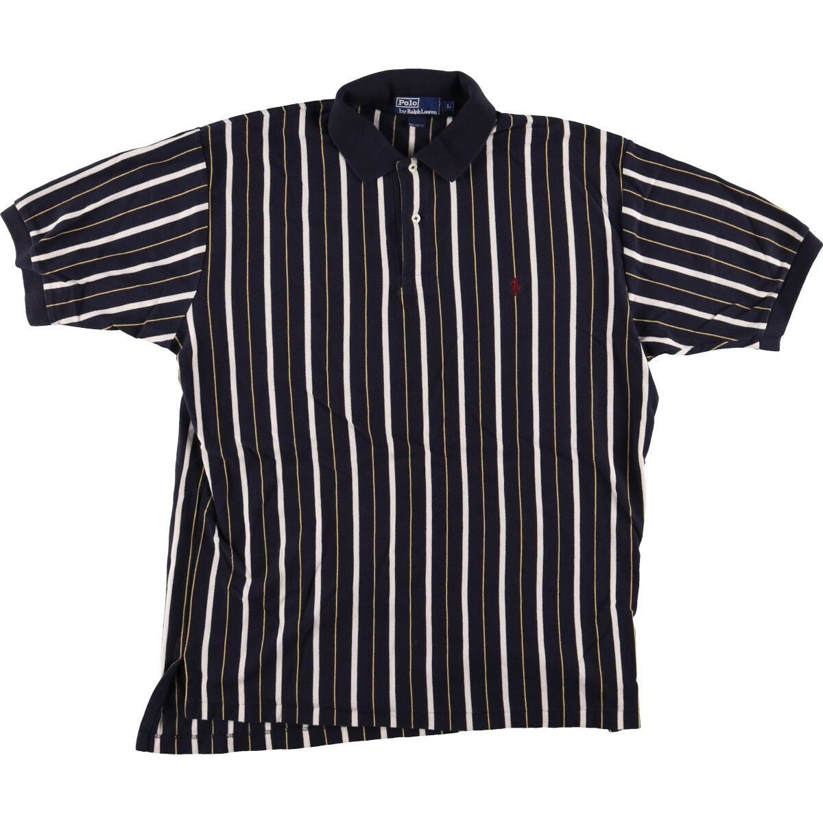 古着 ラルフローレン Ralph Lauren POLO by Ralph Lauren マルチストライプ 半袖 ストライプ ポロシャツ メンズL相当/eaa464680