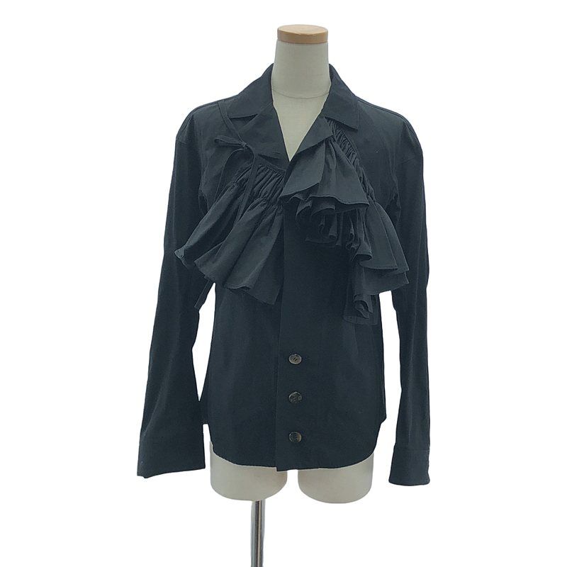 【美品】  Yohji Yamamoto FEMME / ヨウジヤマモトファム | 2006SS | 変形 フリル装飾  ジャケット ブラウス | 2 | ブラック | レディース 美品】 Yohji Yamamoto FEMME / ヨウジヤマモトファム | 2006SS | 変形