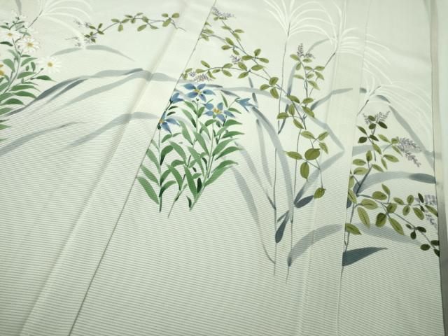 平和屋着物□極上 訪問着 無双 紗袷 紗×絽 手描き 秋草文 暈し染め