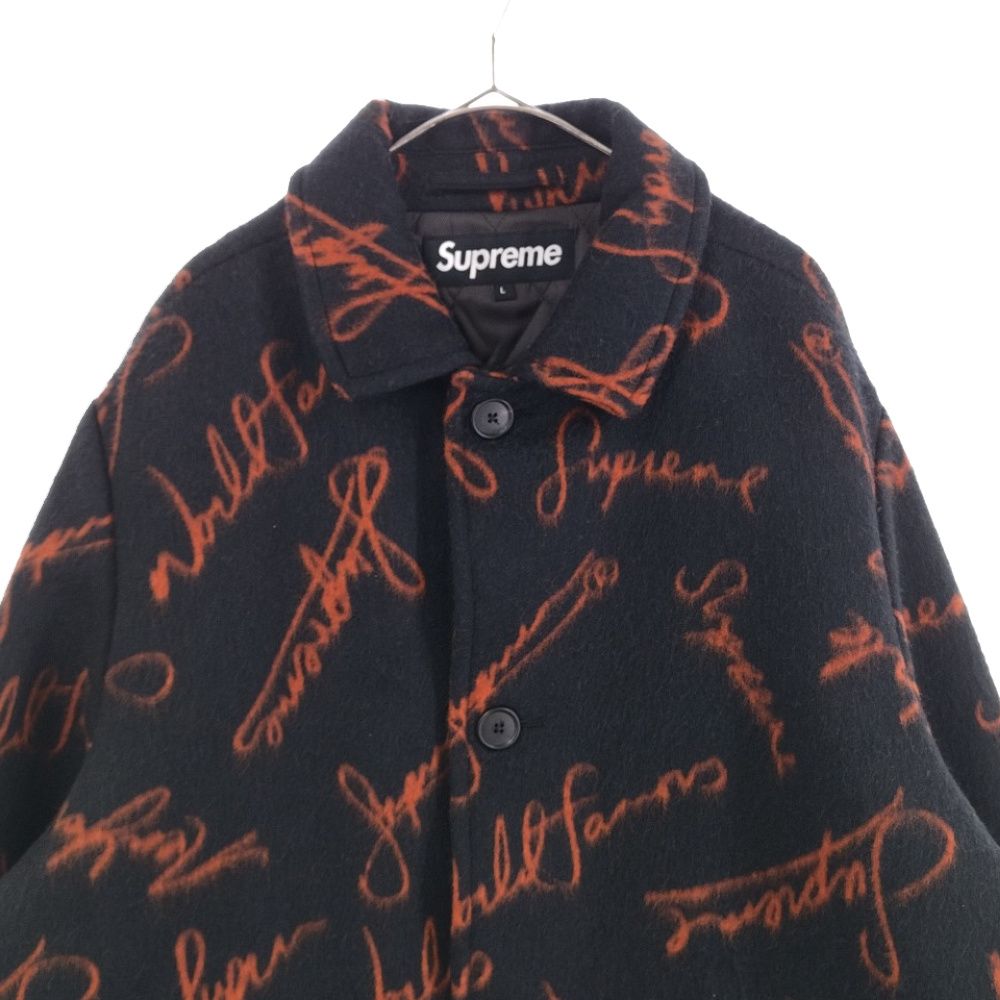 Supreme 20AW スクリプトロゴ ウールオーバーコート L 黒 SUPREME (シュプリーム) 20AW Script Logos Wool Overcoat
