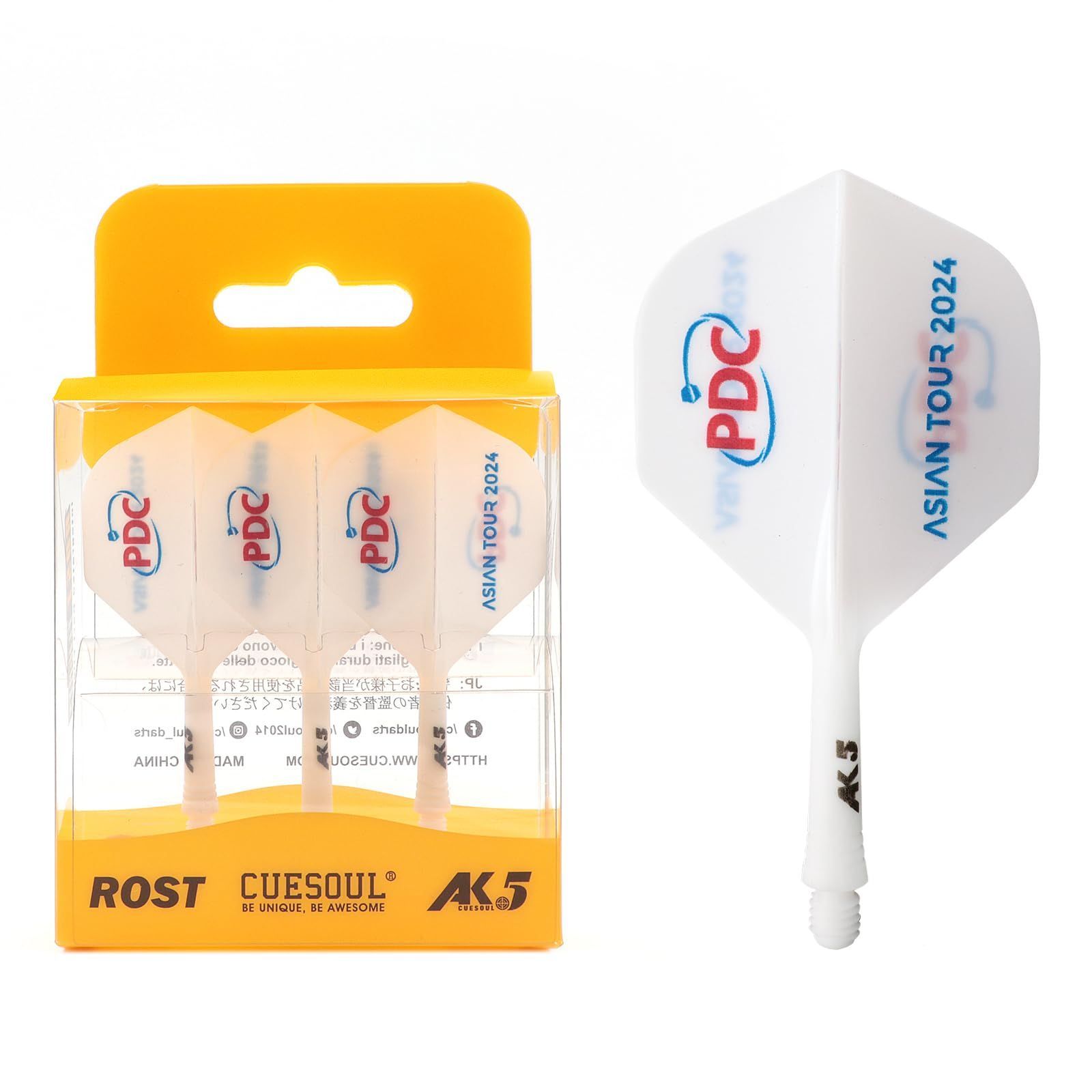 【数量限定】TOUR 2024スペシャルエディションROST ASIAN AK5 PDC ダーツフライトスタンダードシェイプ、3本セット CUESOUL