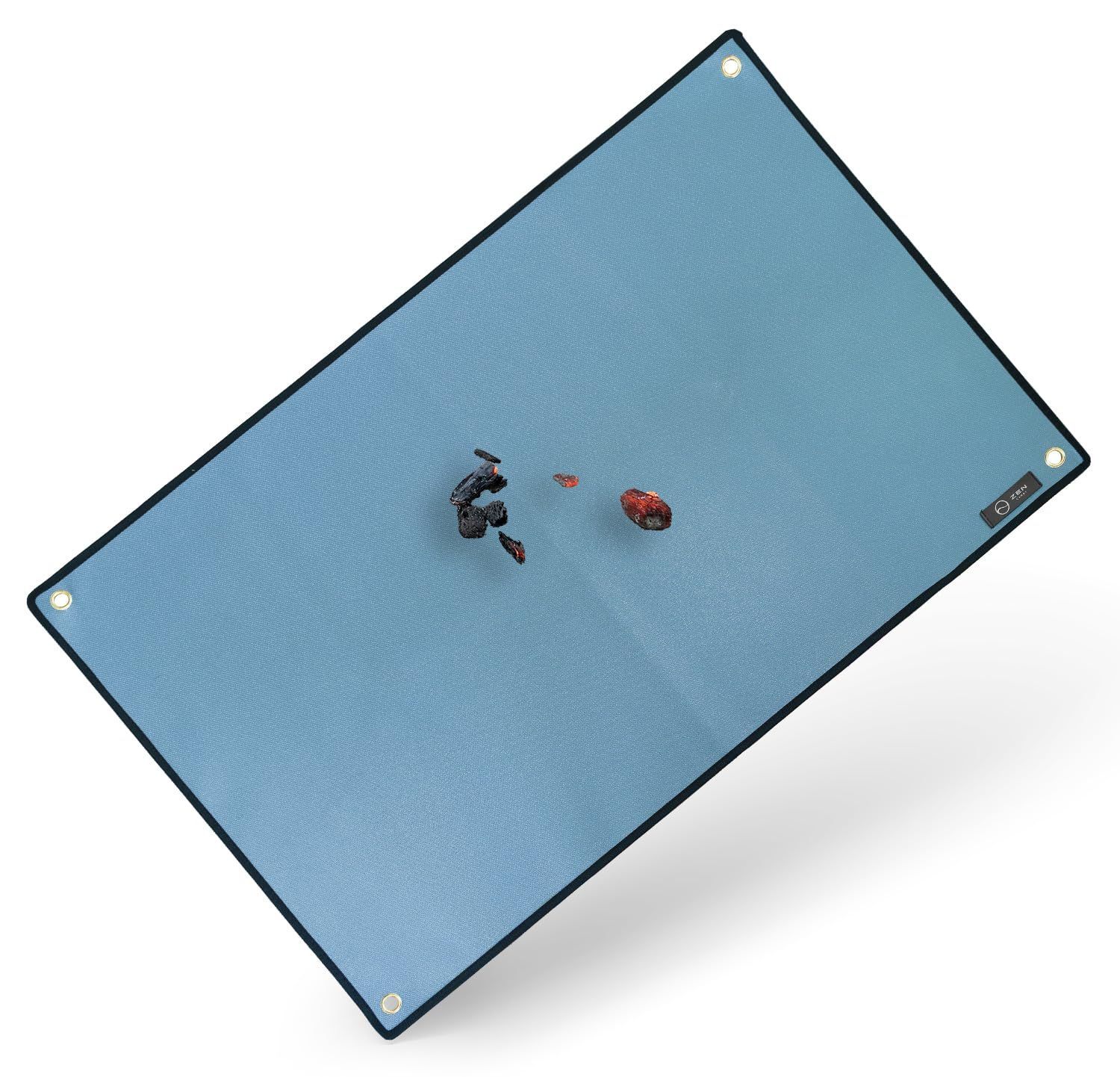 ブルー ZEN Camps 焚き火シート スパッタシート 焚き火台シート シリコン アースカラー 耐火 耐熱 防炎 防火 シート キャンプ 芝生保護 (ブルー)