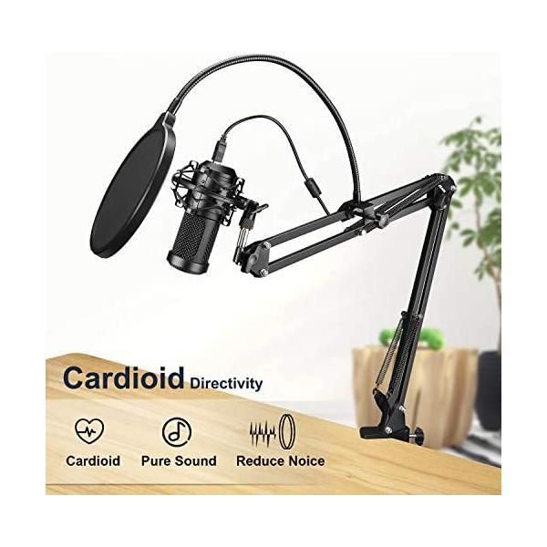 Aokeo USBマイク コンデンサーマイク PCマイク マイクセット（ポップ