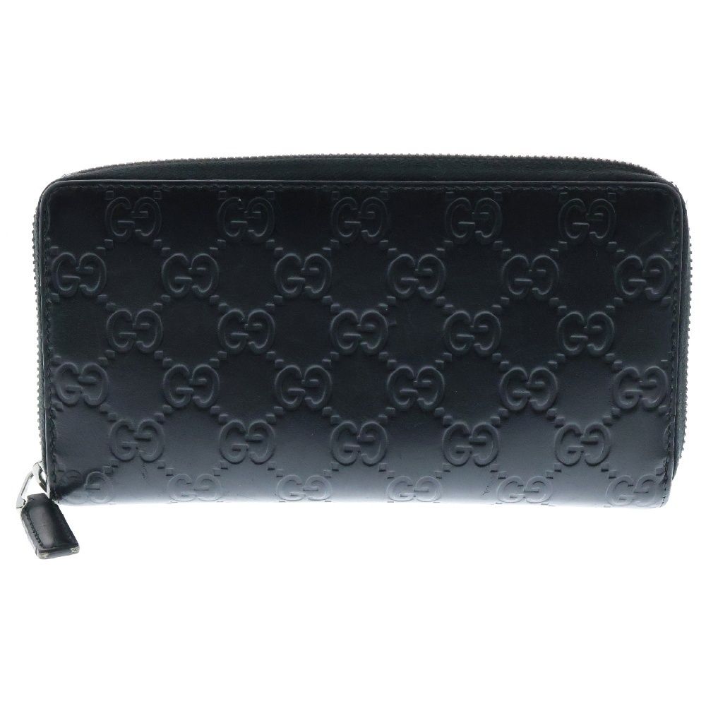 GUCCI グッチ ラウンドファスナー レザー ロゴ 型押し長財布 307987 0959 ブラック