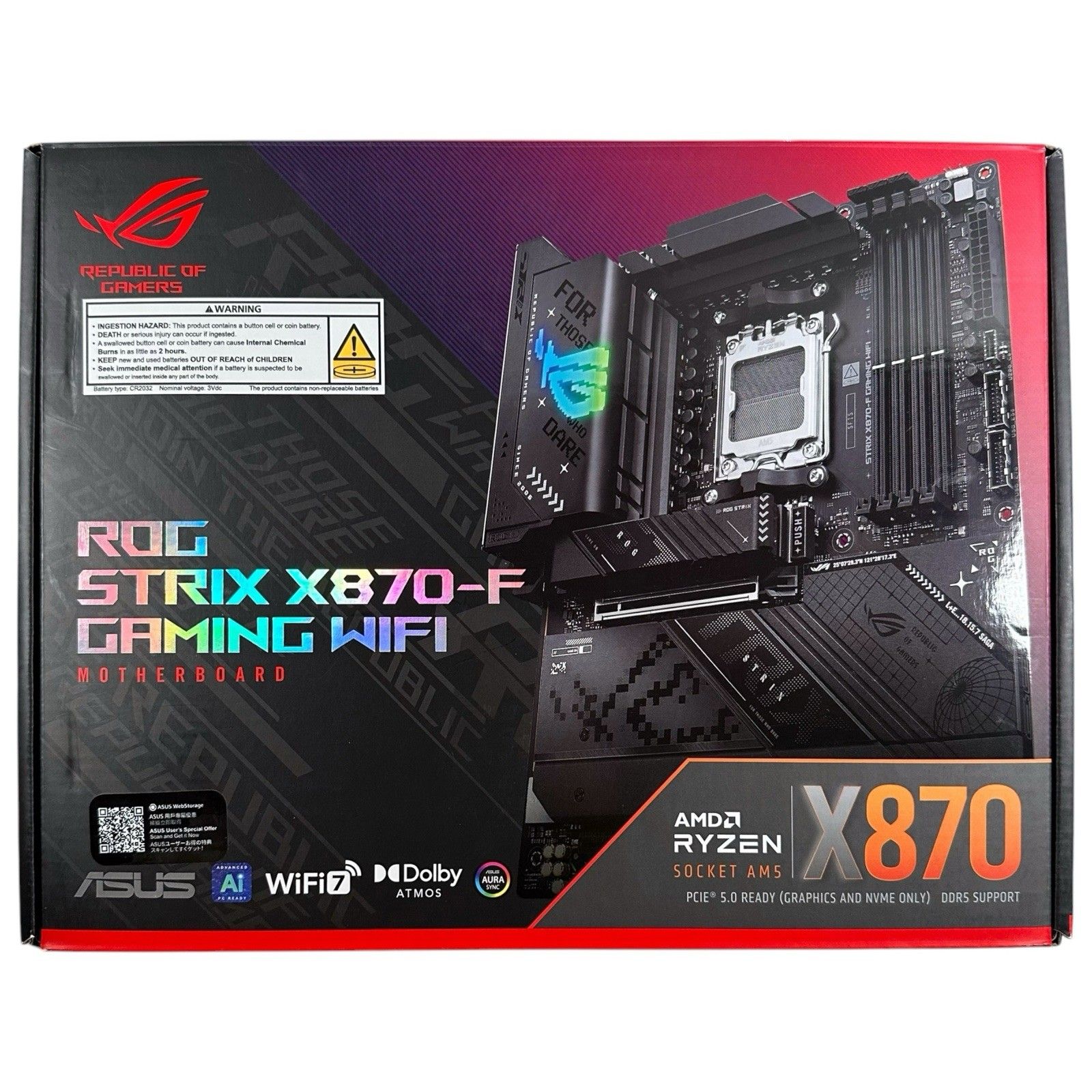 ASUS ROG STRIX X870-F ゲーミング WIFI ソケット AM5 AMD X870 ATX DDR5 Wi-Fi 7