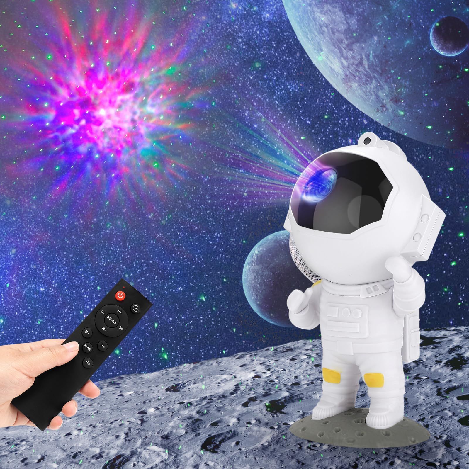 Hyindoor プラネタリウム 家庭用 星空ライト 8種類の星雲モード リモコン付き宇宙飛行士 ベッドサイドランプ タイマー機能 プロジェクターライト 子供 プレゼント