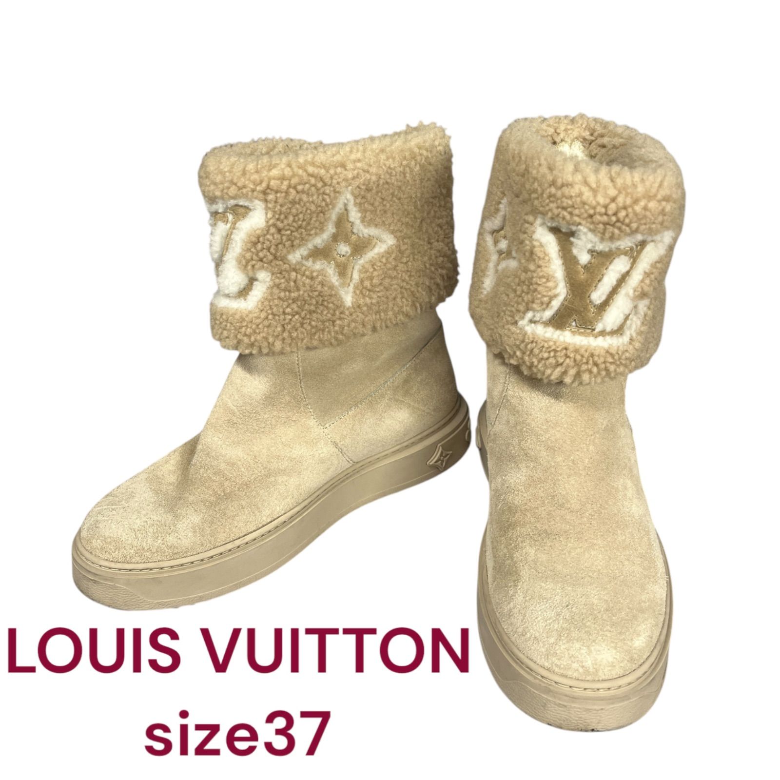 ルイヴィトン　スノードロップライン　ムートンブーツ37 ○美品目 LOUIS VUITTON スノードロップライン スエード