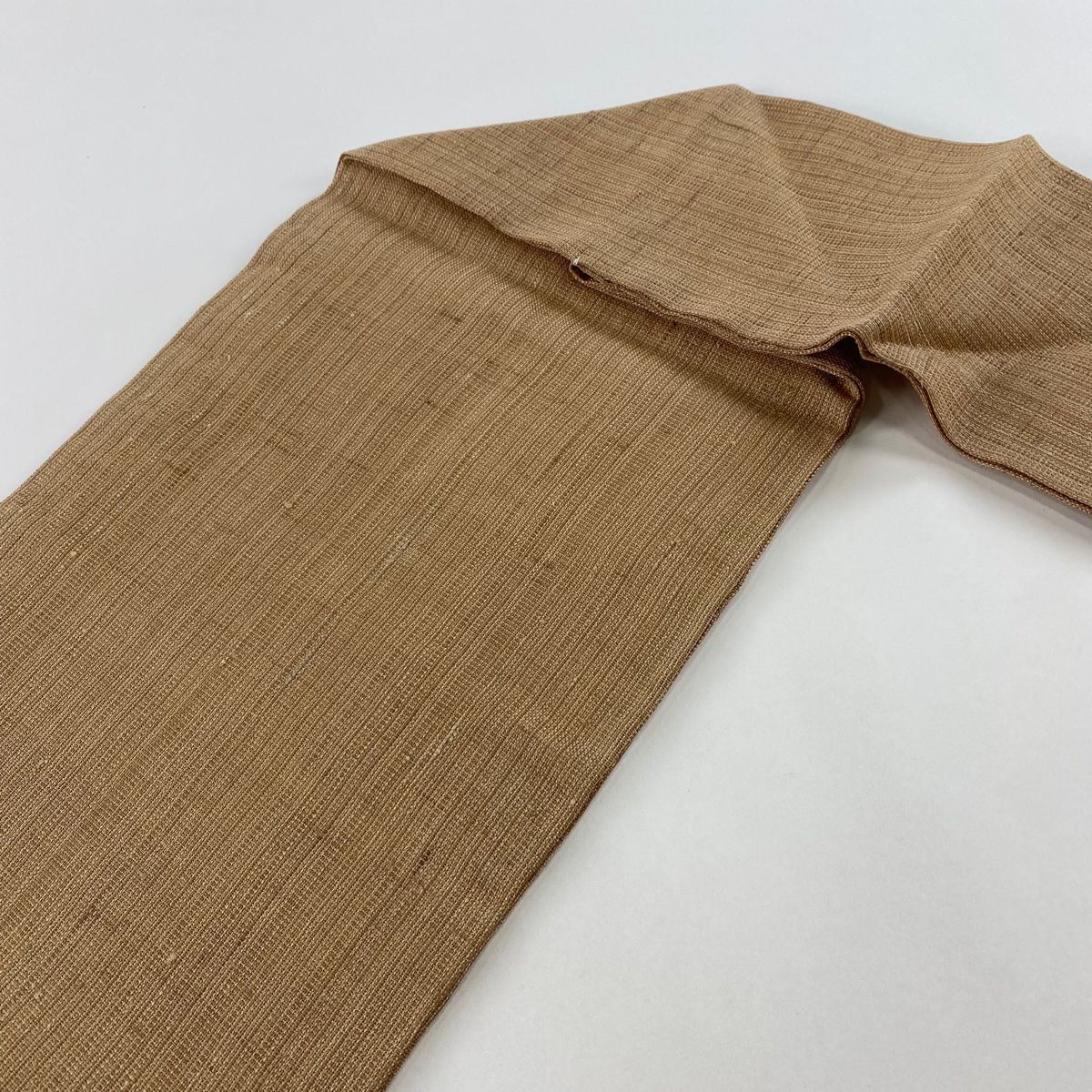 名古屋帯 美品 名品 紬地 幾何学 金彩 薄茶色 正絹 【中古