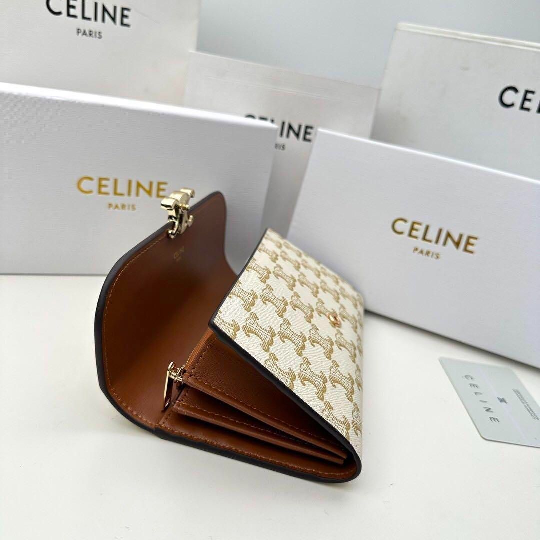 激レア】！！celine セリーヌ 長財布 ホワイト×タン - メルカリ