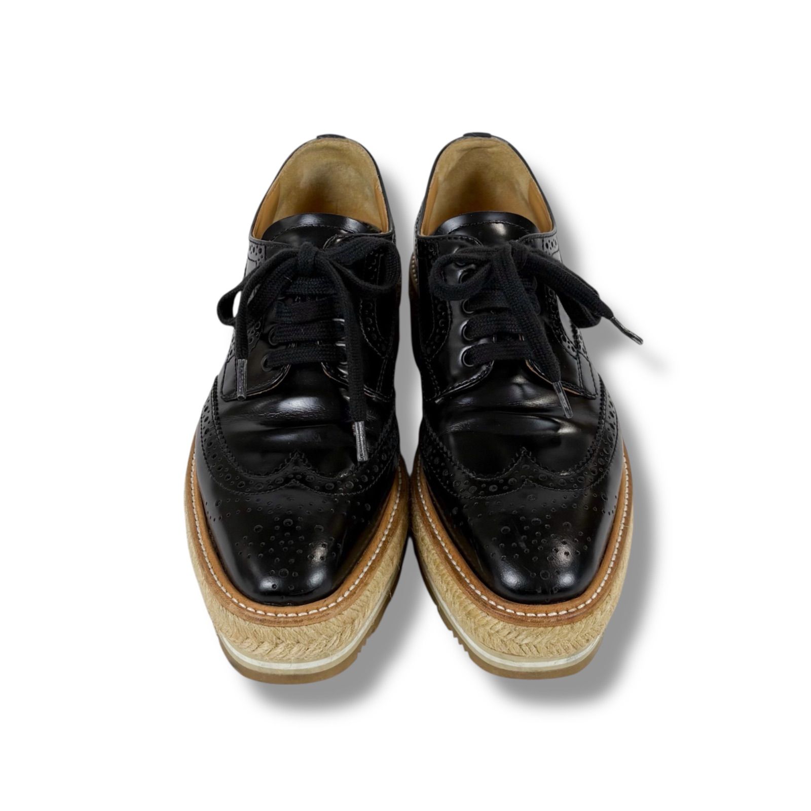 プラダ PRADA ウイングチップ ウィングチップ シューズ 厚底ローファー 
