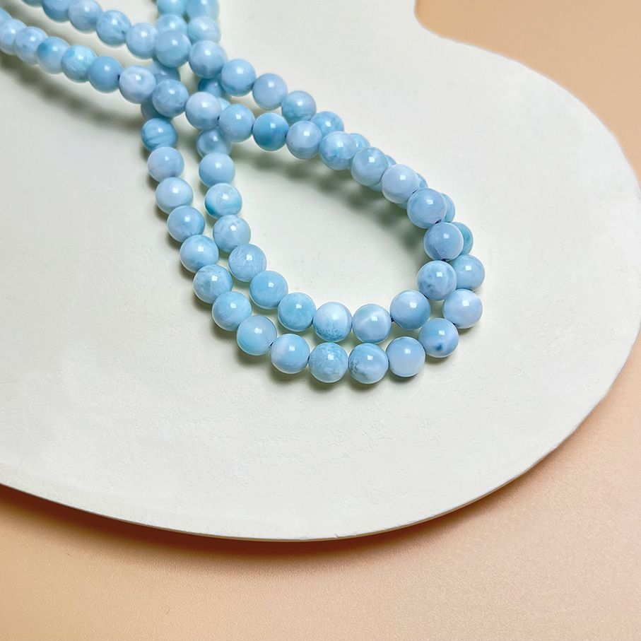 逸品 EU製 ★ドミニカ共和国産のラリマー・ペクトライト★3本巻きブレスレット パワーストーン 天然石 開運 金運 プレゼント1 約5.7-5.9mm ZB9058