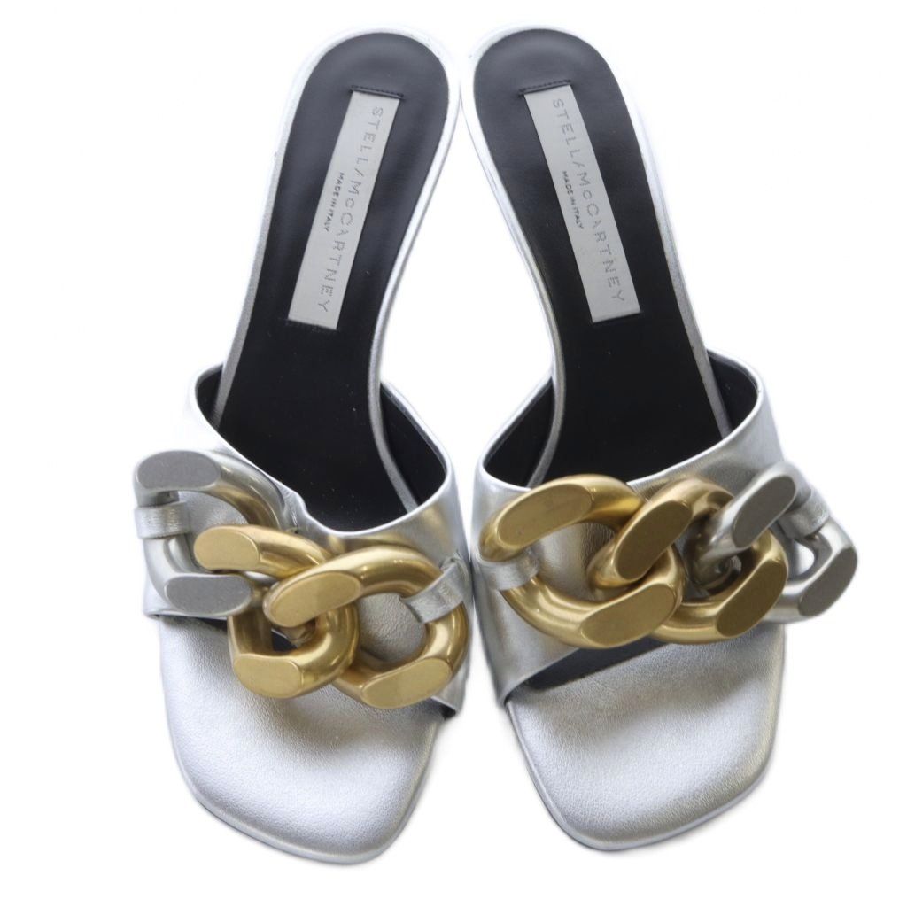  ステラマッカートニー STELLA McCARTNEY ファラベラ サンダル ミュール レザー 37 シルバー色 サンダル サンダル ミュール