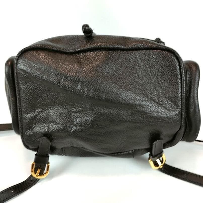 【レア】ヴィンテージ クレージュ 本革 リュックシボ革 フラップ サイドポケット COURREGES クレージュ 本革 リュック シボ革 フラップ サイドポケット