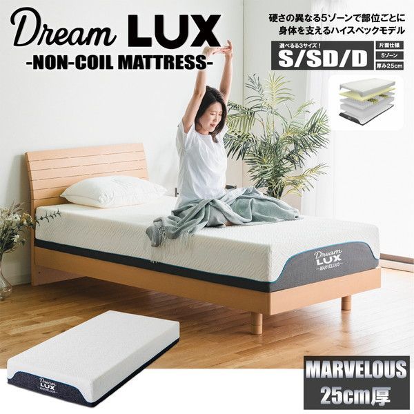 ドリームラックス マーベラス 圧縮ロール ウレタンマットレス セミダブル