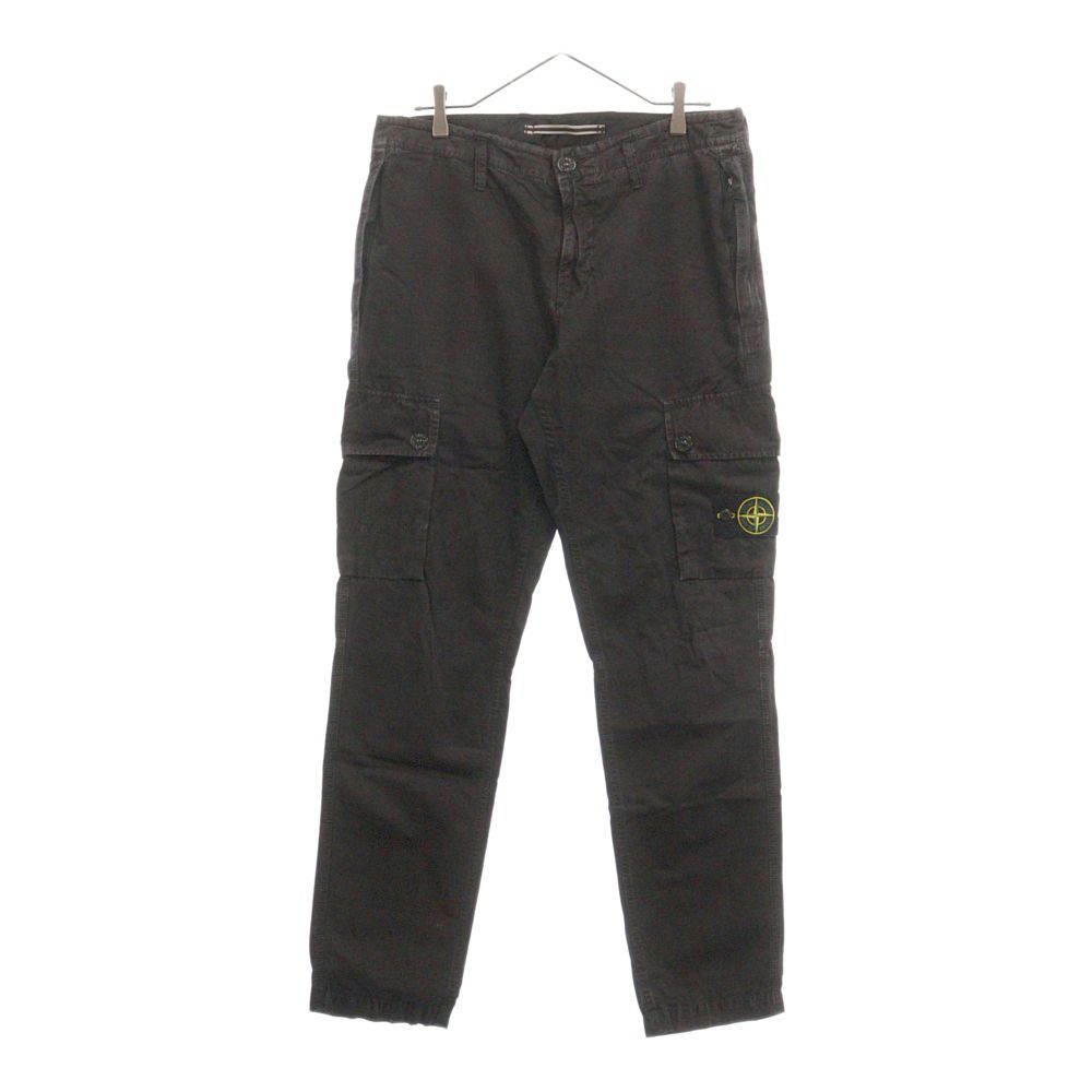 STONE ISLAND (ストーンアイランド) ロゴパッチ コットン カーゴパンツ ブラック 1015303WA