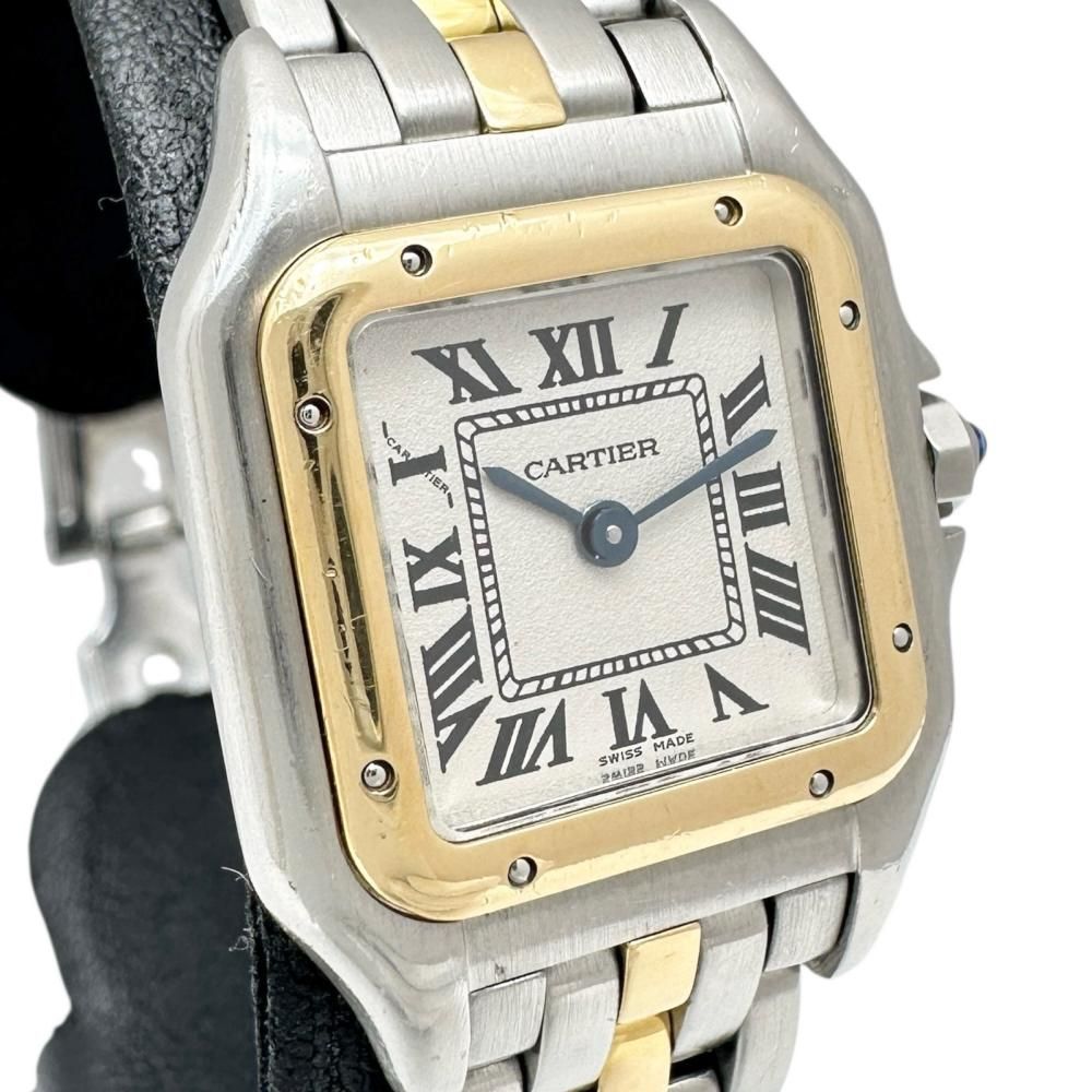 CARTIER|カルティエ パンテールSM 1ロウ オーバーホール済 腕時計 ステンレススチール|YG クオーツ シルバー文字盤|ゴールドシルバーコンビベルト レディース 真子質店 GD