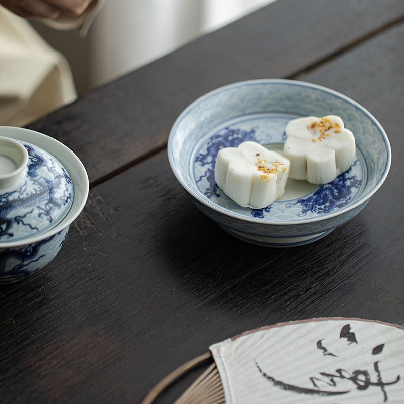 中国茶器 七承堂可懸停山居払雲図三才蓋碗 茶杯 茶碗