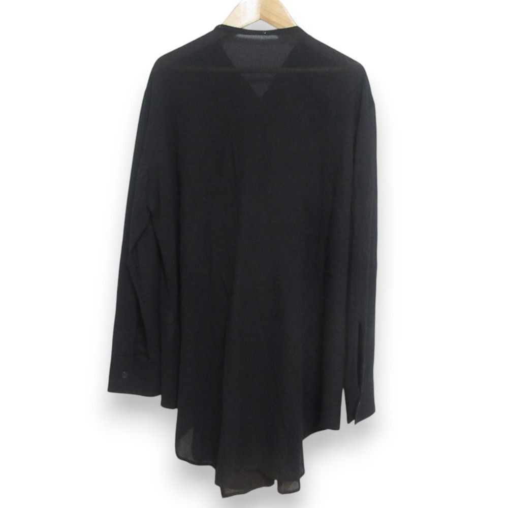 美品 23SS Yohji Yamamoto ヨウジヤマモト リボン ボウタイ 長袖 シフォンブラウス ロングシャツ FZ-B61-003 サイズ2 ブラック レディース 古着 中古 USED 美品 23SS Yohji Yamamoto ヨウジヤマモト リボン ボウタイ 長袖