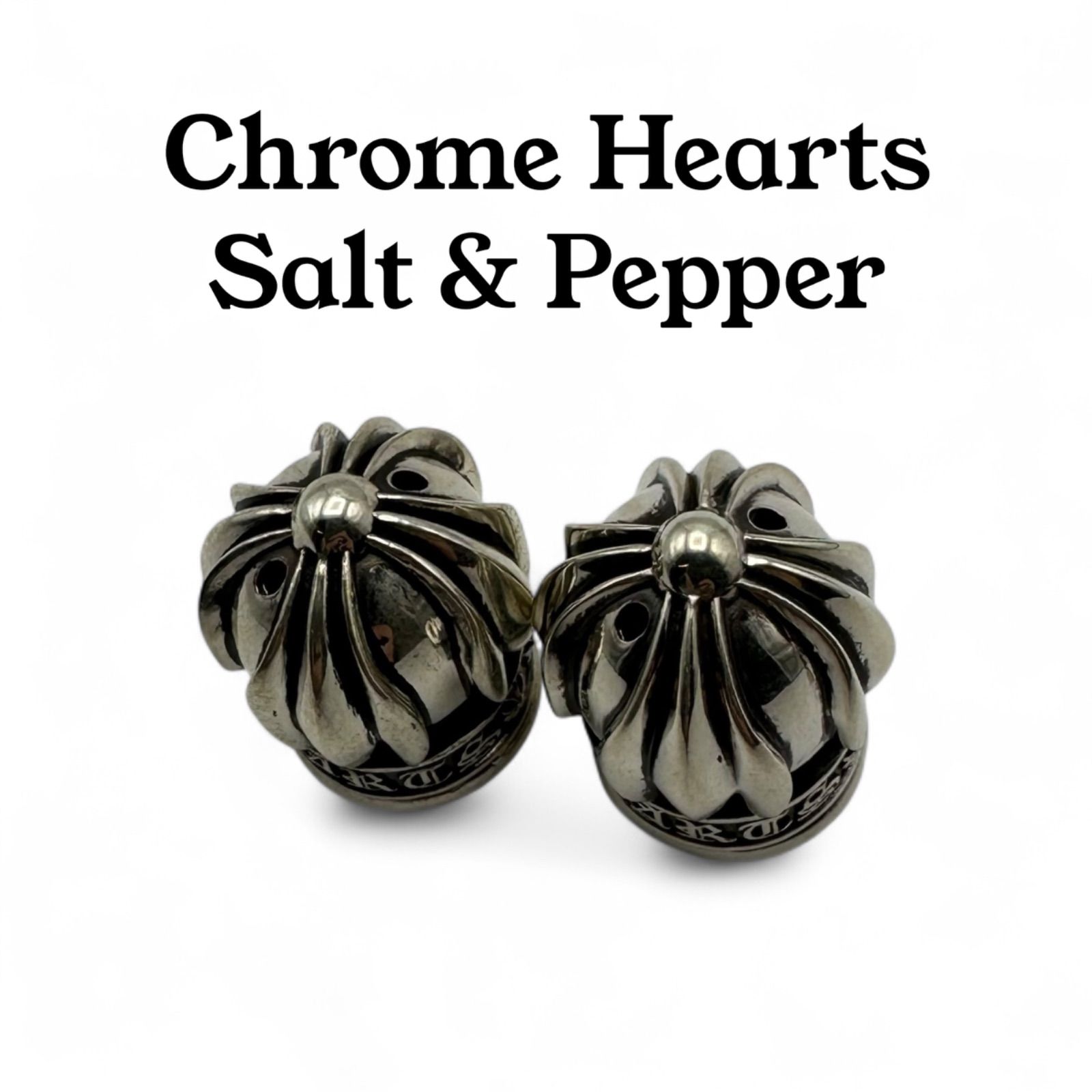 CHROME HEARTS クロムハーツ SALT AND PEPPER SHAKER ソルトアンドペッパー 2019年 クリスマスノベルティ 塩胡椒入れ シルバー 調理器具 メンズ キャンプ用品 銀製