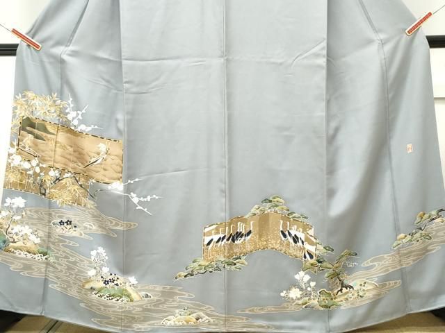 作家物 色留袖 裄66.5 金彩に羽ばたく鶴 着物 正絹 一つ紋 RK-5808 作家物 色留袖 裄66.5 金彩に羽ばたく鶴 着物 正絹 一つ紋 RK