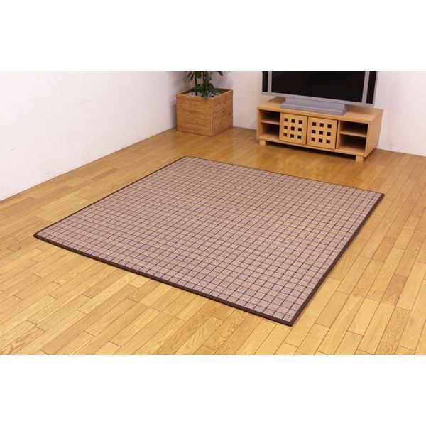 ふっくら 竹ラグ|ラグマット 180×180cm 正方形 中材 ウレタン13mm カラー糸使用 裏 不織布 防傷使用 〔リビング〕 代引不可
