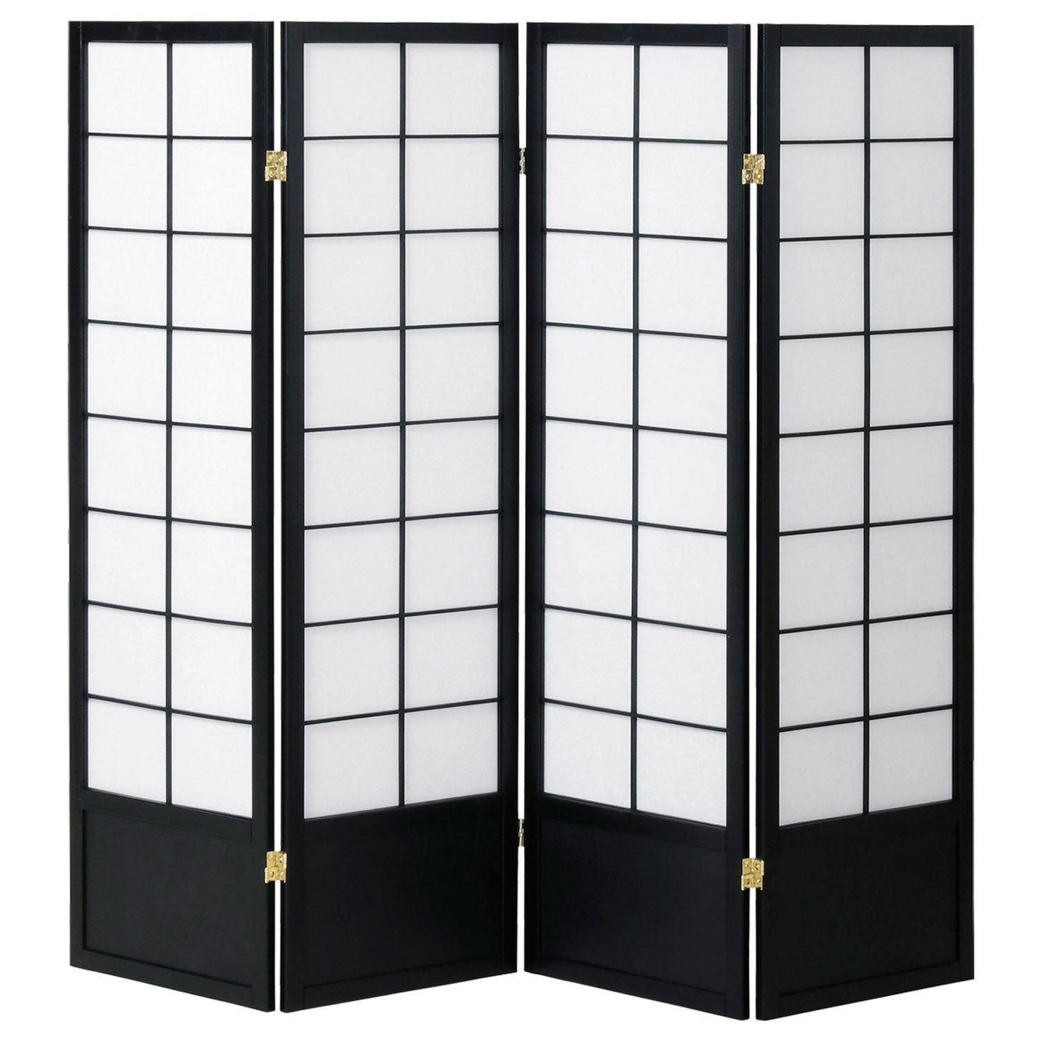 【新品・3営業日で発送】弘益 和風衝立4連 JP-S150-4(BK)