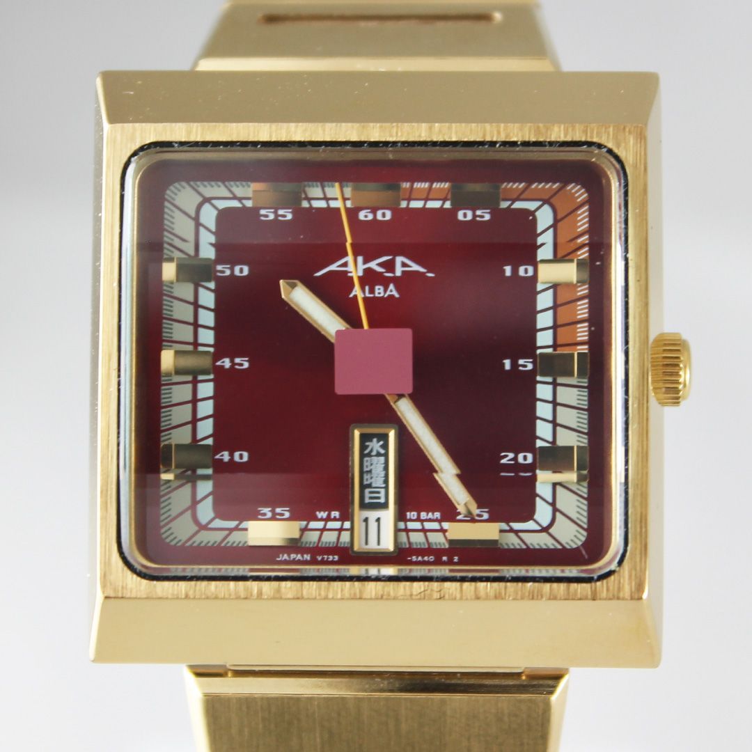 中古 】 SEIKO ALBA AKA AMBX003 腕時計 スクエアウォッチ 赤 文字盤