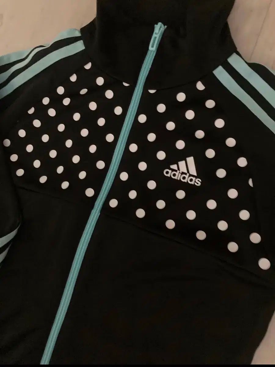 adidas ドット柄 ジップアップ トレーナー adidas ジャージ ドット柄 ブラック×ホワイト ジップアップ L