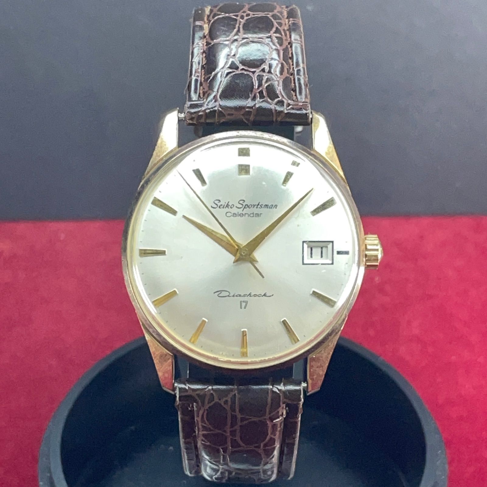 セイコー　スポーツマン　ドルフィン　ジャンク 1963年製 SEIKO スポーツマン カレンダー 手巻 裏蓋鶴マーク