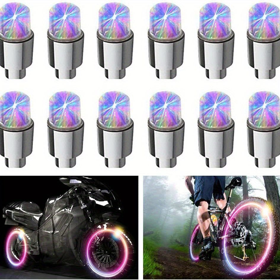 12個セット タイヤ バルブ LEDライト カラフル RGB フラッシュ 点滅 自転車 バイク 車 バルブキャップ LED 夜間 自動点灯 防犯 防水  t755