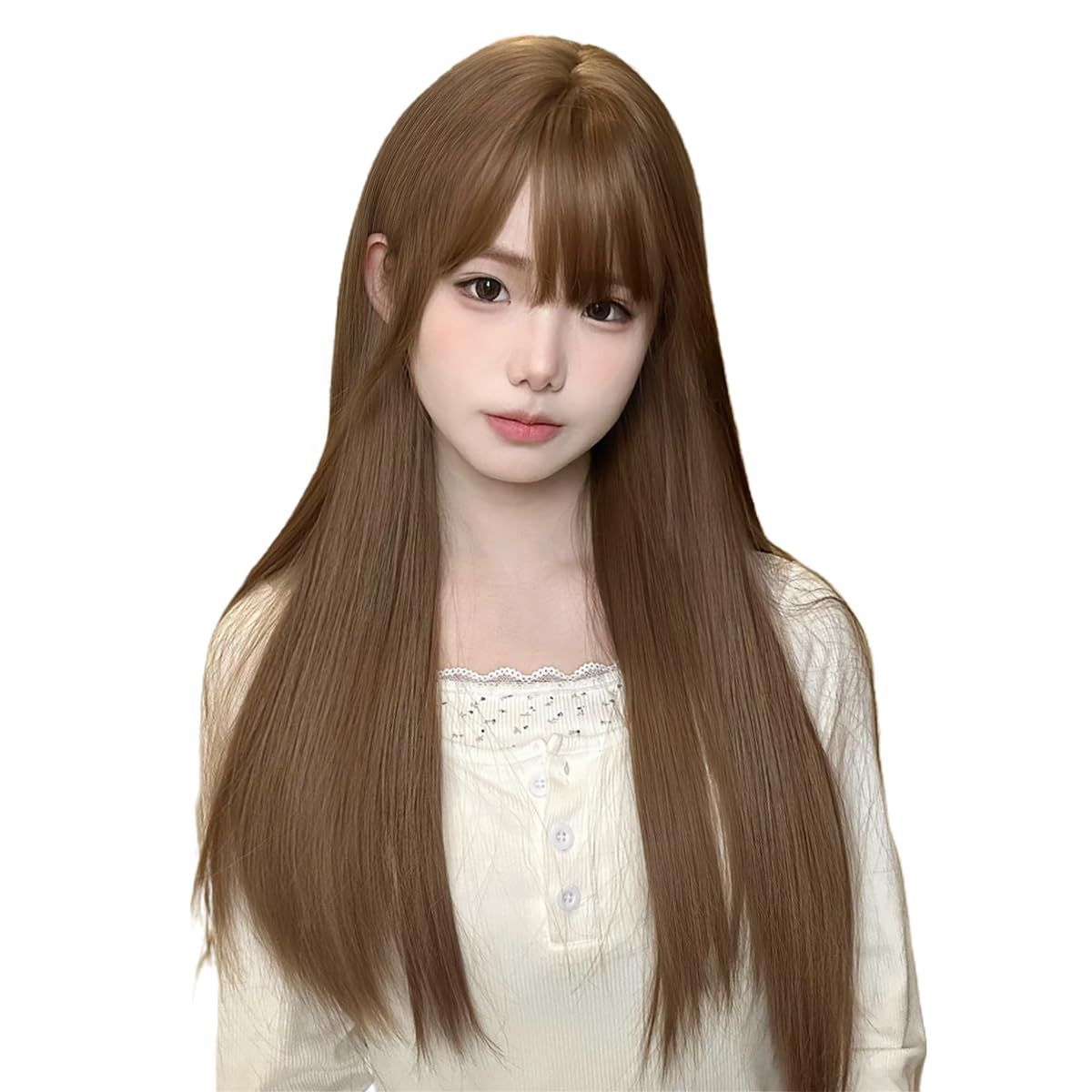 ORSUNCER ウィッグ ロング 茶髪 ブラウン ストレート 長 ウイッグ フル