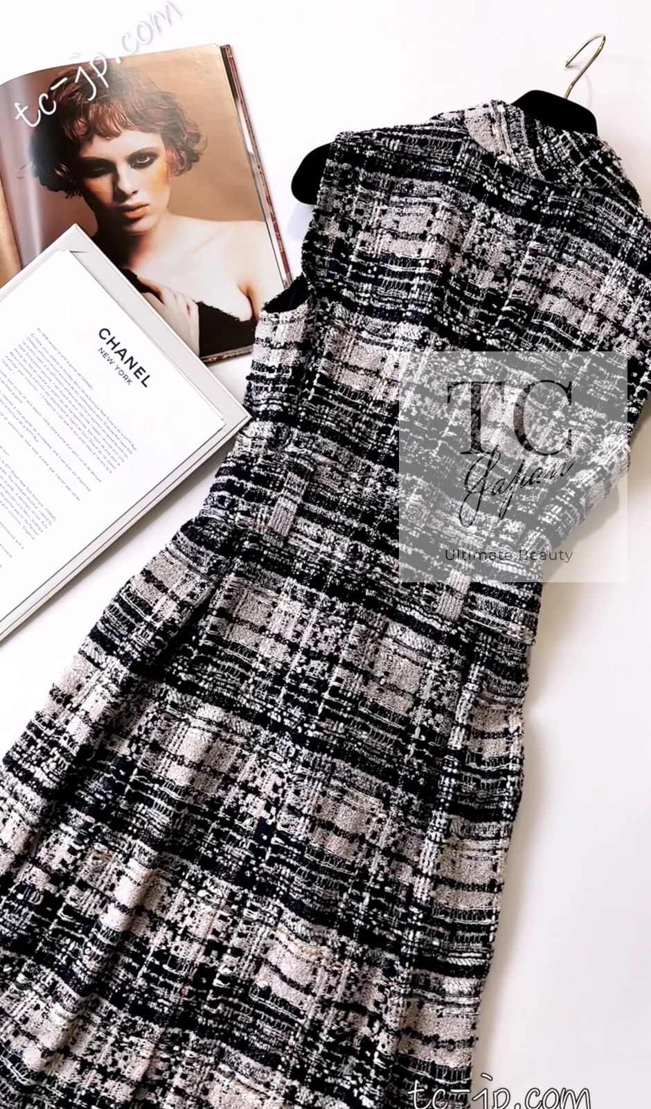 シャネル ワンピース CHANEL ベージュ ブラック ネイビー ルサージュ  