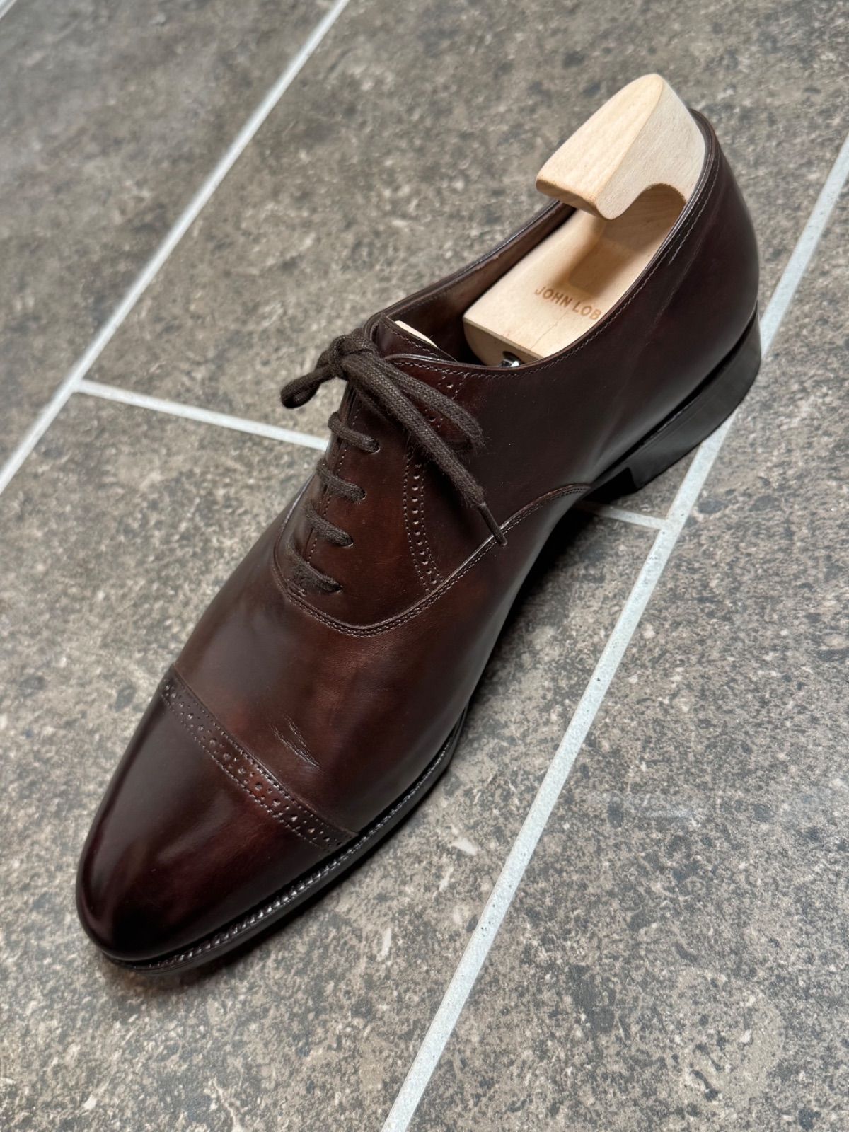ジョンロブ プレステージライン 8E(26.5cm) HADDON ハドン 濃茶 JOHN LOBB プレステージライン CHAPEL 8E シューツリー付き