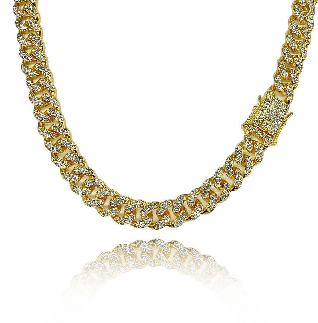 超極細 パヴェ マイアミ キューバン　喜平 ネックレス 24\" ゴールド LEX 超極細 パヴェ マイアミ キューバン 喜平 ネックレス 24