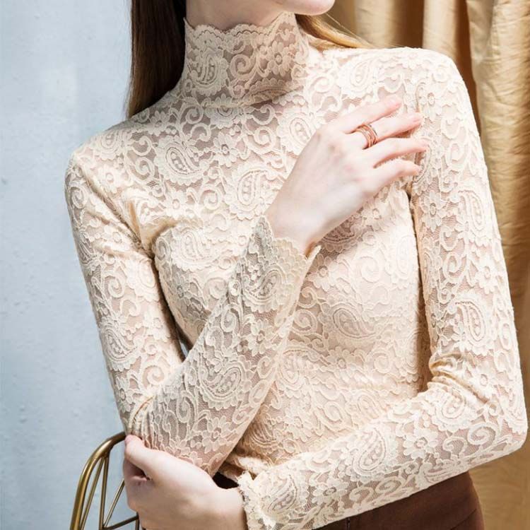 ブラウス 裏起毛 冬 冬服 レディース トップス シャツブラウス プルオーバー 長袖 フリル レース ハイネック レースブラウス 裏起毛/薄手 レース レース ハイネック 立ち襟 ブラウス 長袖