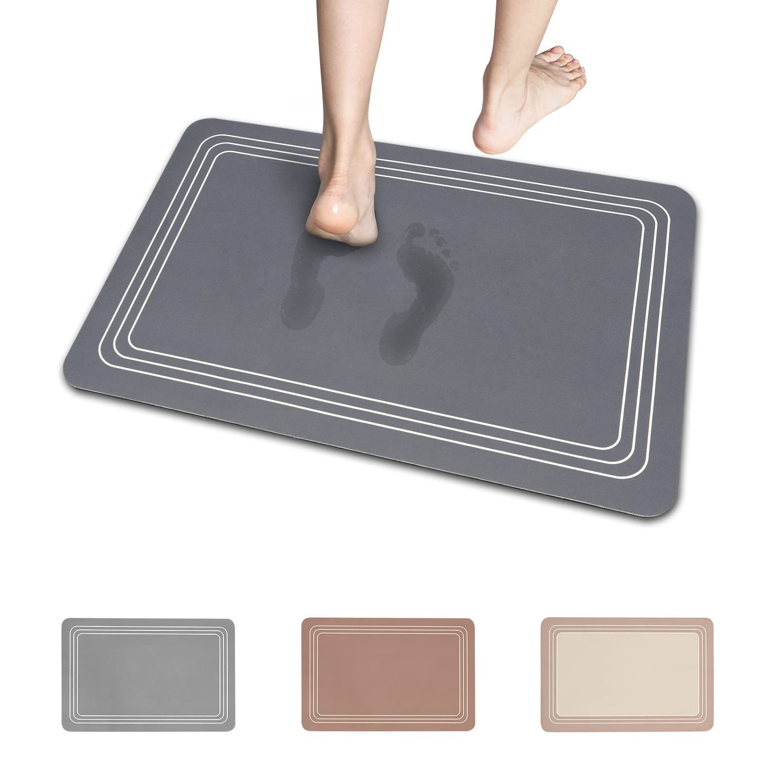 数量限定】(60*40cm) 洗面所 マット浴室 水切り (Gray-Blue) 柔らかい