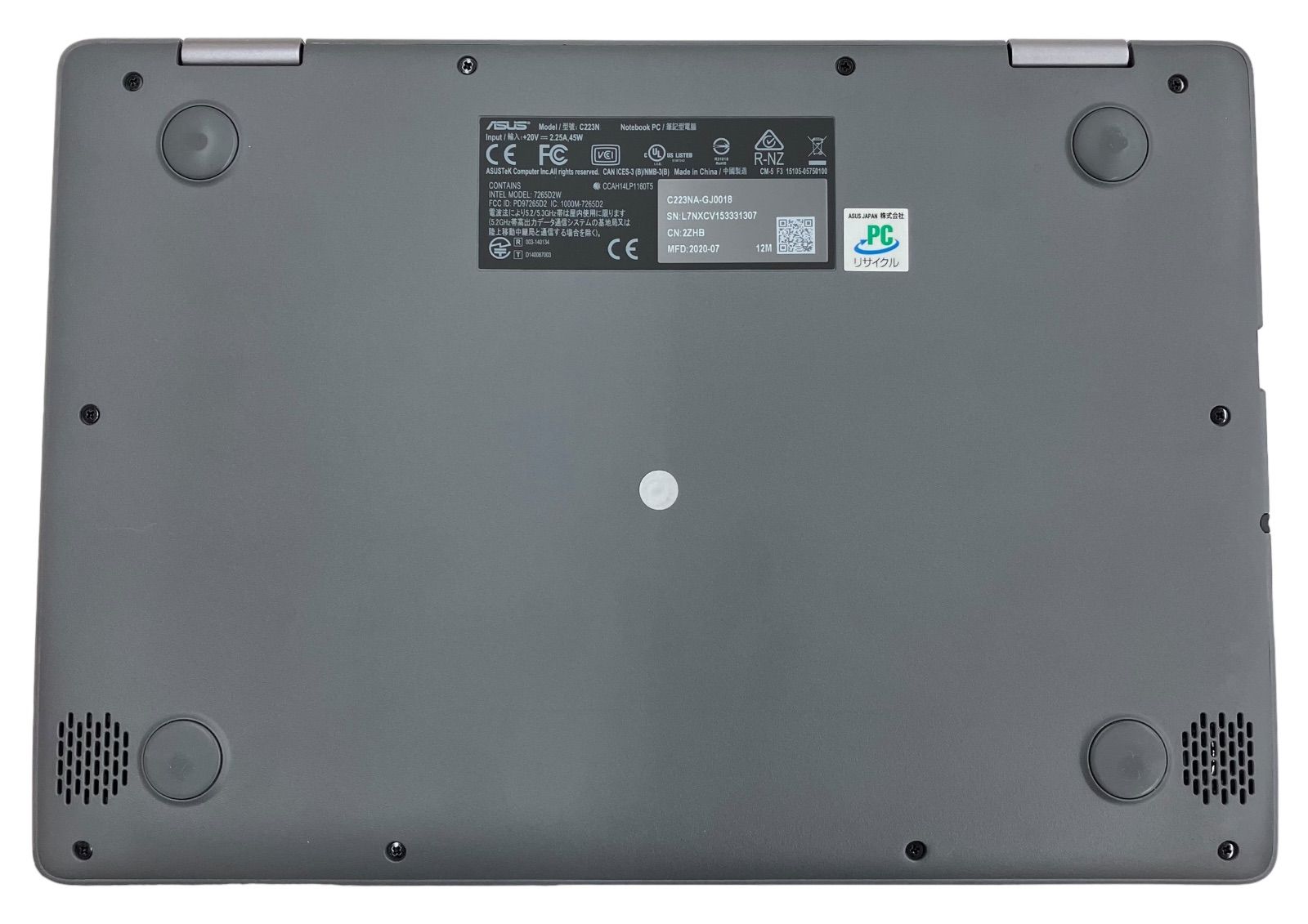 動作確認済み】ASUS Chromebook クロームブック C223NA ノートパソコン(Celeron N3350 / 4GB / 32GB /  11.6型 / 999グラム / 日本語キーボード/グレー)C223NA-GJ0018 M00001 - メルカリ