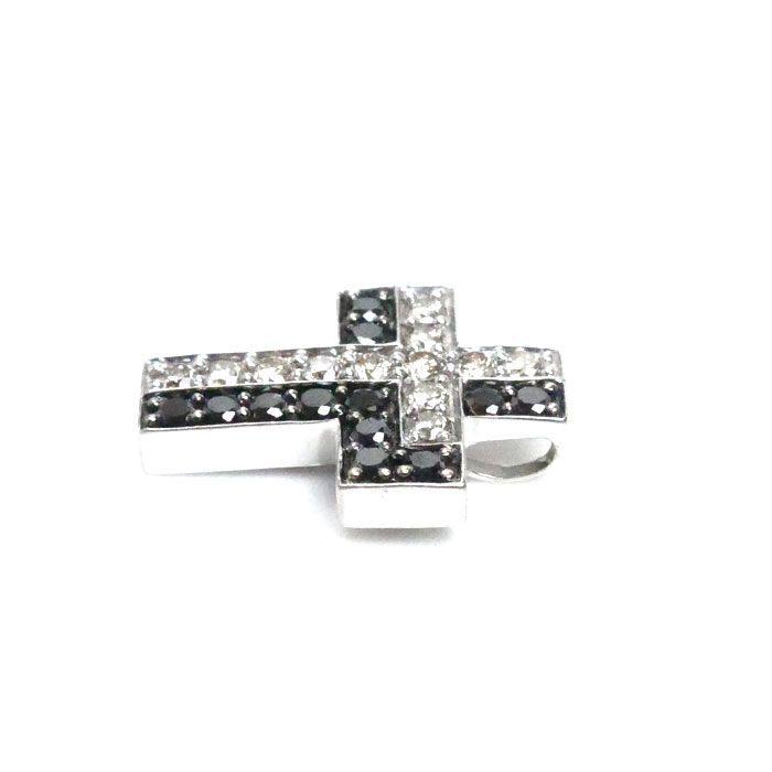 K18WG ホワイトゴールド クロス ペンダントトップ ダイヤモンド0.50ct