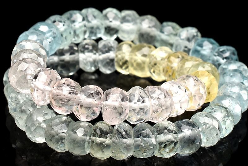 1点物AA+☆マルチカラー MIXベリル 3-4x6mm ボタンカット