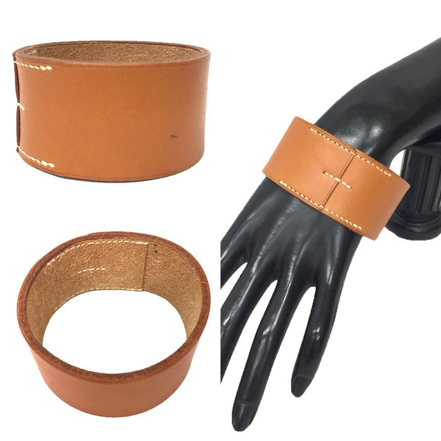 エルメス HERMES プールトゥール ブラウン C刻印 レザーブレスレット HERMES エルメス レザー ブレスレット プールトゥール GM