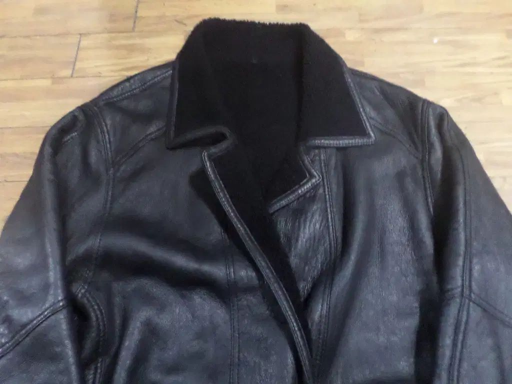 L オーストラリア産 天然 ムートン コート アウター ブラック ヴィンテージ