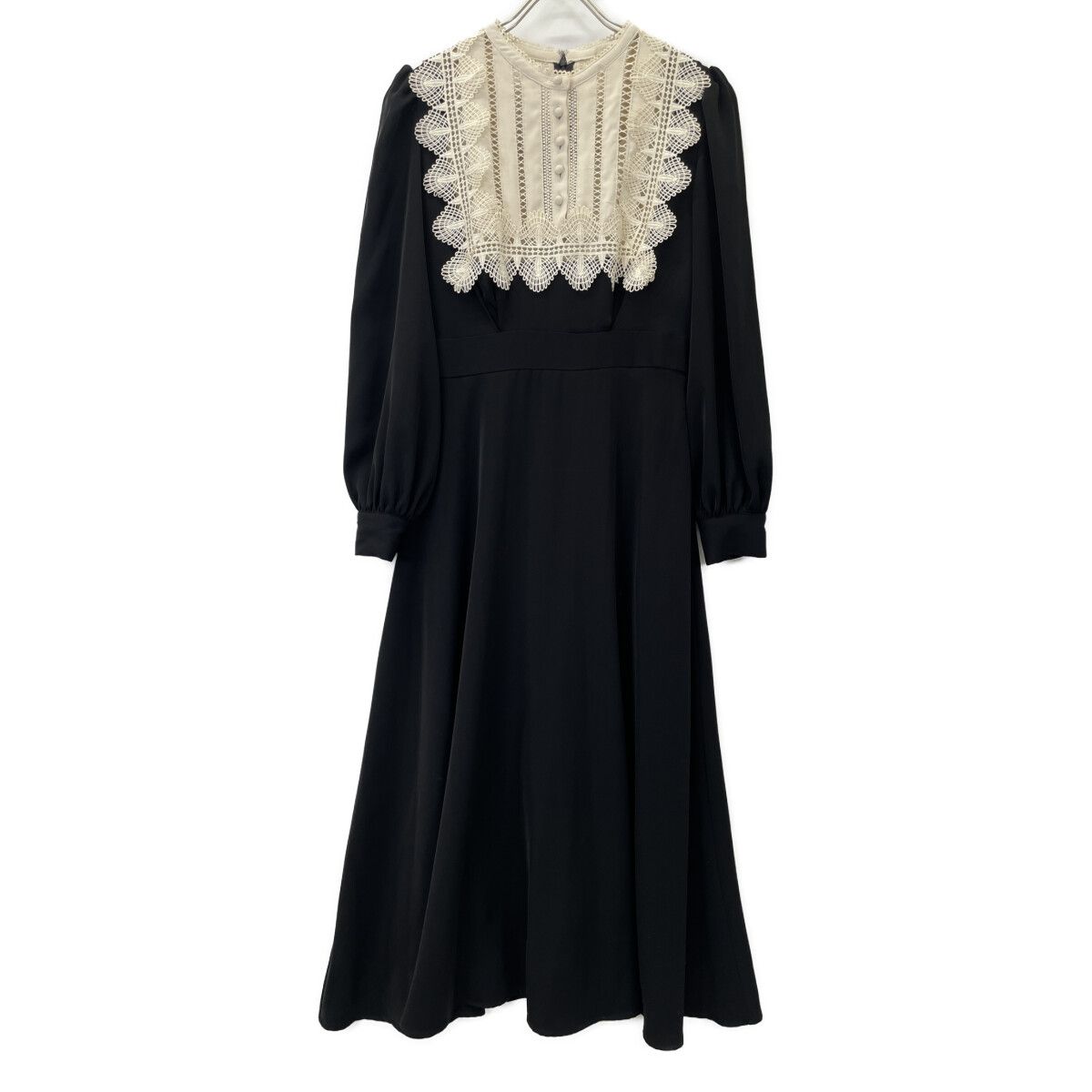 Her lip to ハーリップトゥ 22 AW ﾌﾞﾗｯｸ×ﾍﾞｰｼﾞｭ ﾎﾟﾘｴｽﾃﾙ ﾚｰｽｶﾗｰﾜﾝﾋﾟｰｽ M