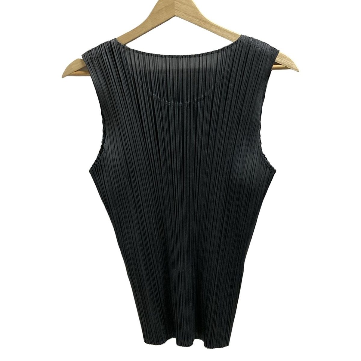 PLEATS PLEASE プリーツプリーズ ノースリーブカットソー サイズ5 XS レディース - ダークグレー クルーネック プリーツ