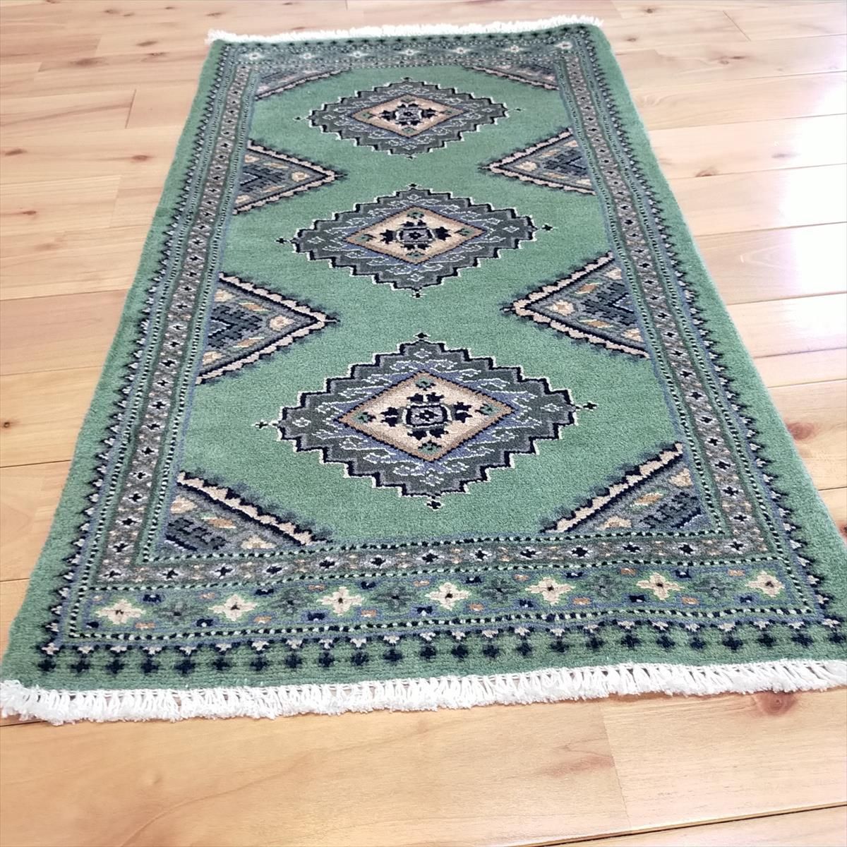 軽くて畳める手織りラグ パキスタン絨毯 玄関マット トライバルラグ 78x45cm 手織り カーペット