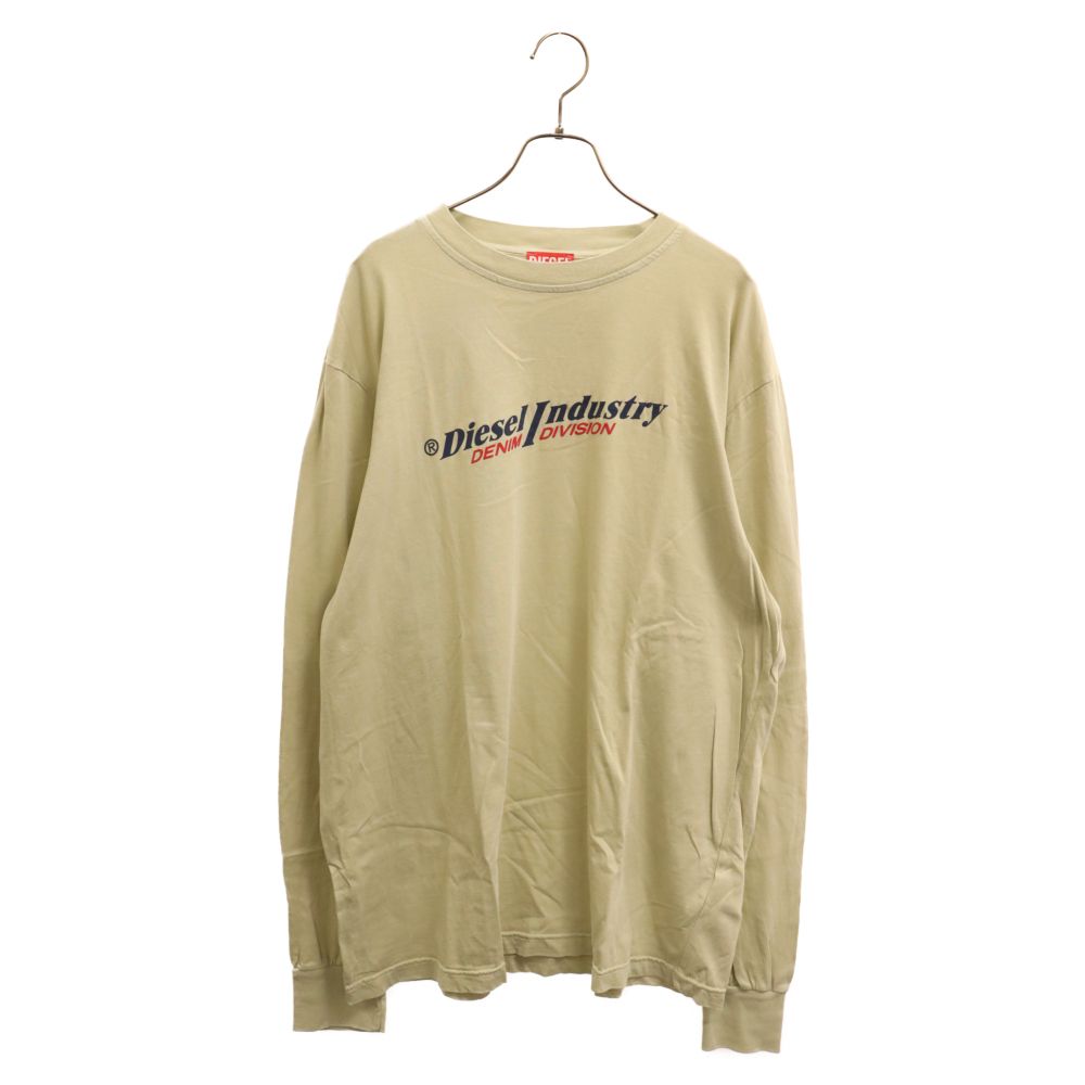 DIESEL (ディーゼル) レタリングロゴプリントロングスリーブ長袖Tシャツ ベージュ
