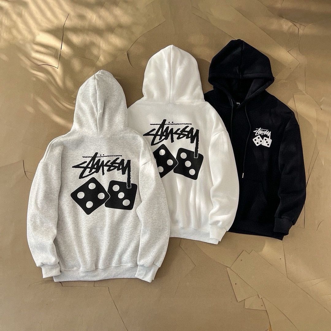 美品　Stussy 　メンズレディース　パーカー　長袖　黒白グレー