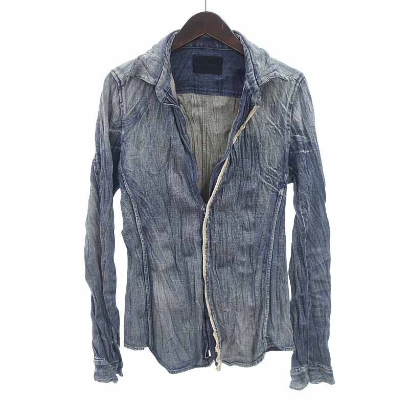 ジュンハシモト|JUN HASHIMOTO 18AW WRINKLE DENIM リンクル デニム シワ加工 長袖 シャツ インディゴ サイズ メンズ2