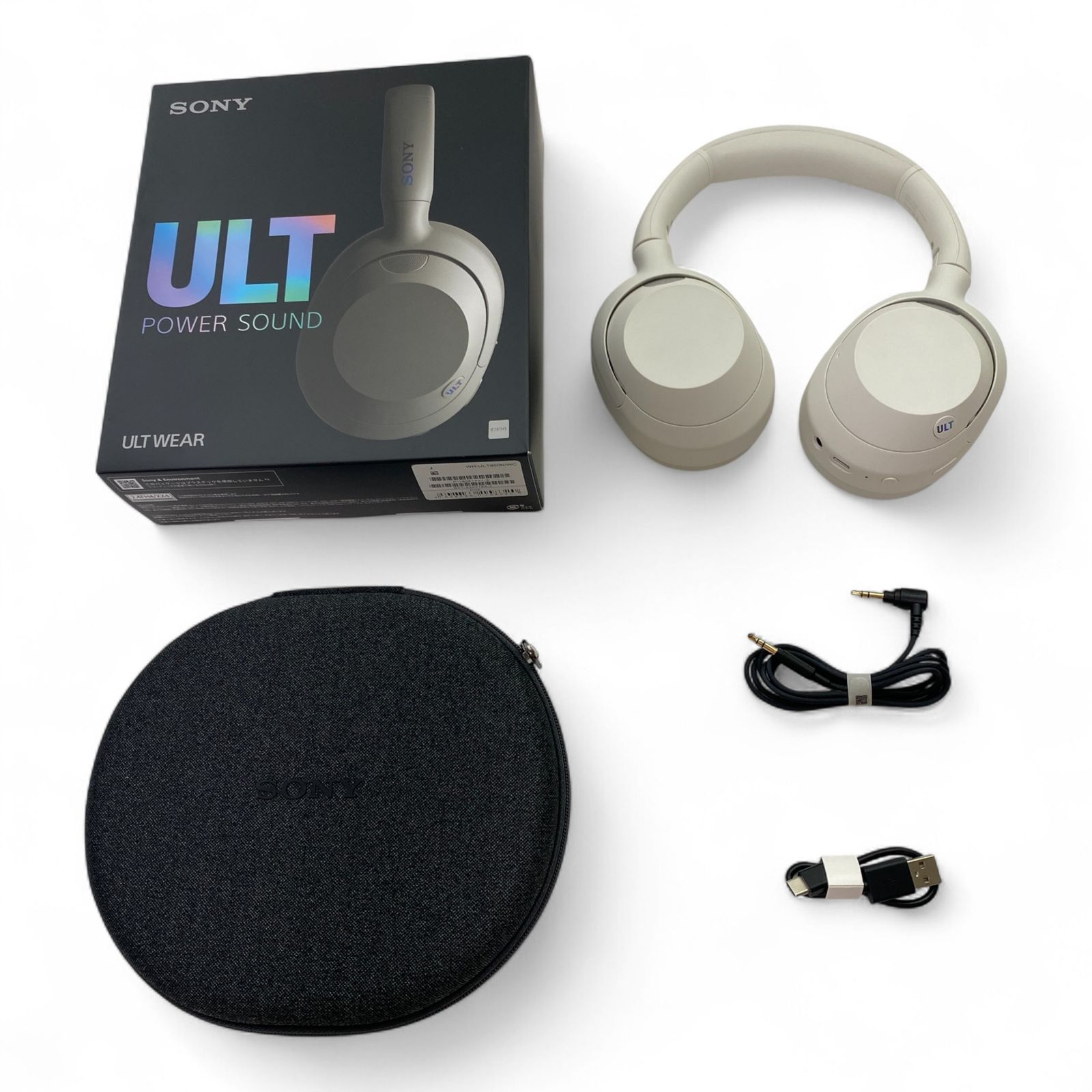 ◯ ソニー SONY ワイヤレスノイズキャンセリングステレオヘッドホン WH-ULT900N オフホワイト パワフル重低音 1100-2622
